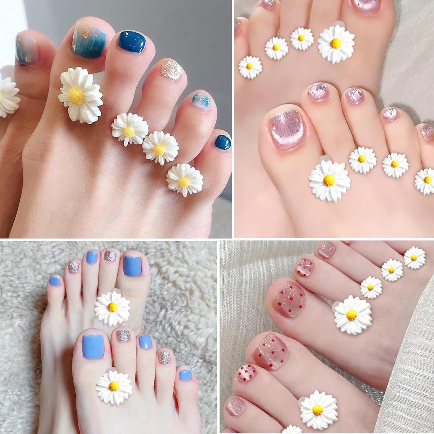 16 Pieces Toe Separators Silicone Daisy Toe Separators for Pedicure Toe Stretcher Nail Polish Art Tools Pedicure Spacers Tools for Nail Salon Toes Dividers