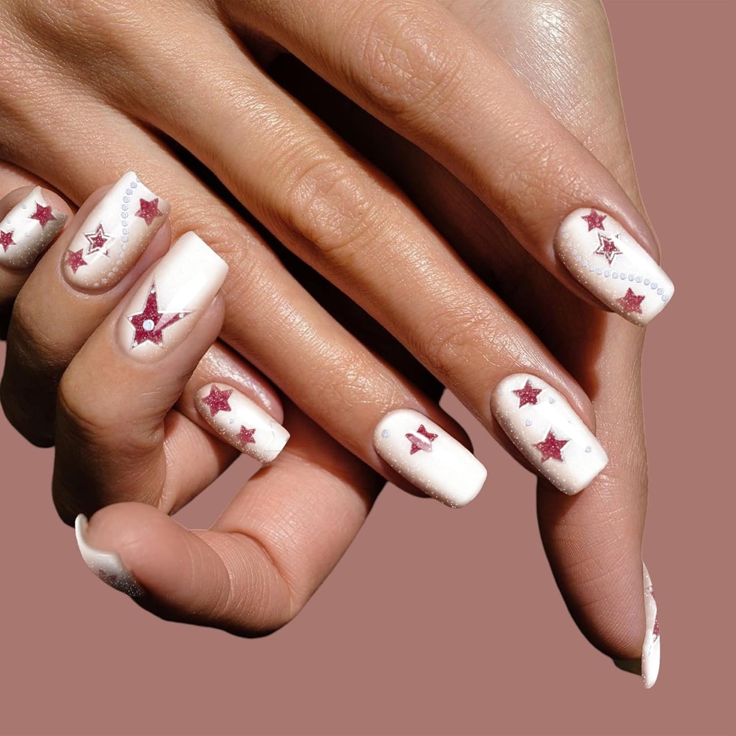 Semi Cured Gel Nail Strips-Salon Quality Semi-Cured Gel Press On Nails Stickers Quick DIY Nail Art Manicure Kits for Women at Home Works with Any UV/LED Lamps(Twinkle Star)