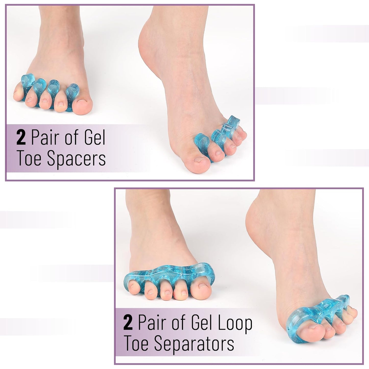 Dr. JK- ToePal Gel Toe Separator, 4 Pairs, Blue, Toe Spacers, Bunion Corrector, Christmas Gifts