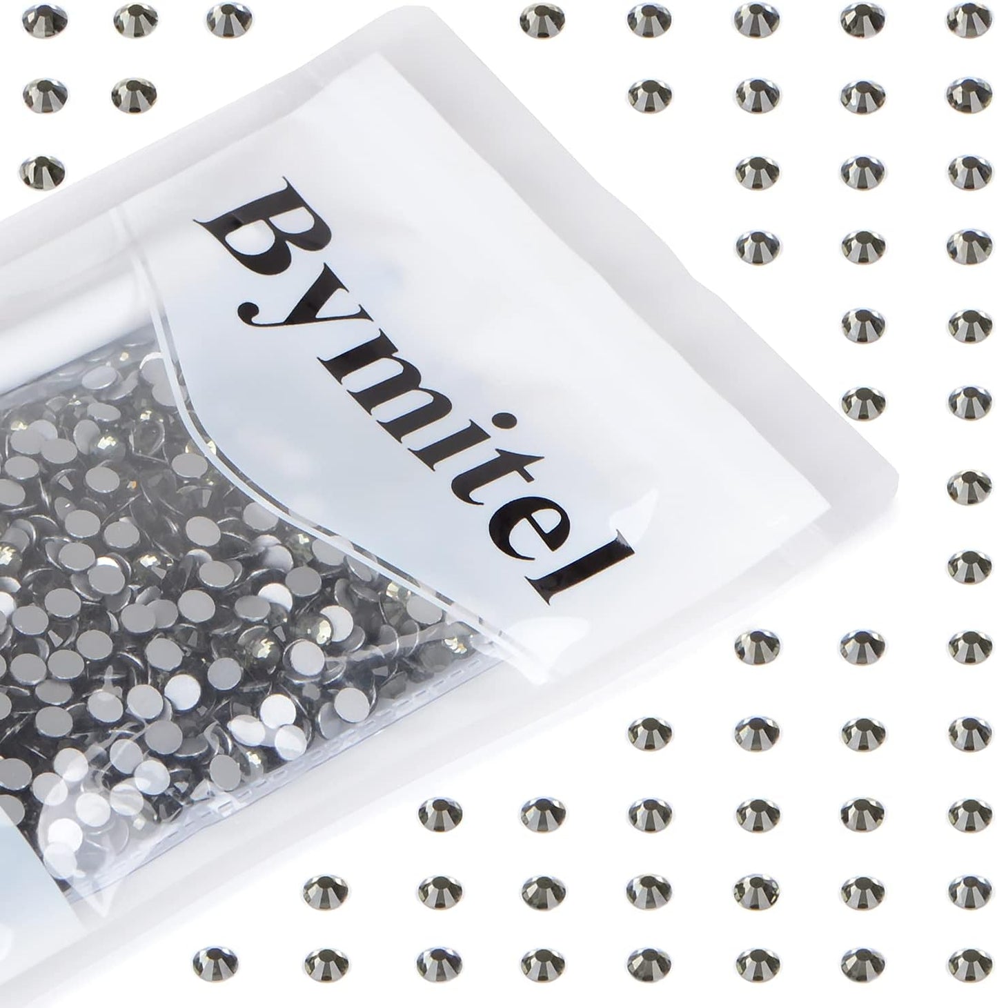 1440PCS Art Nail Rhinestones Non Hotfix Glue Fix Round Crystals Glass Flatback for DIY Jewelry Making with one Picking Pen (ss20 1440pcs, Black Diamond)