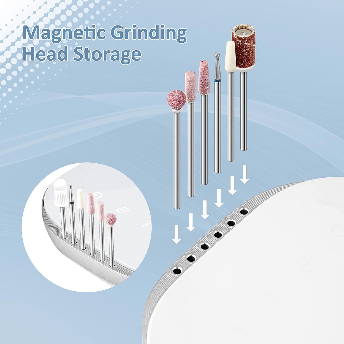 Madenia Professional Nail Drill Machine for Acrylic Nails, 35000RPM Compact Cute Electric Nail Drills with Touch Screen Efile Nail Drill E File Kit for Salon Home Manicure Pedicure Use, Blue
