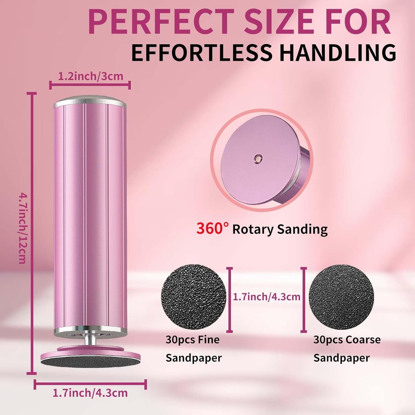 Electric Callus Remover for Feet, USB Power Supply Electric Foot File Sander Scrubber with Speed Controller 60Pcs Replacement Sandpaper Disk for Dead Skin, Cuticles