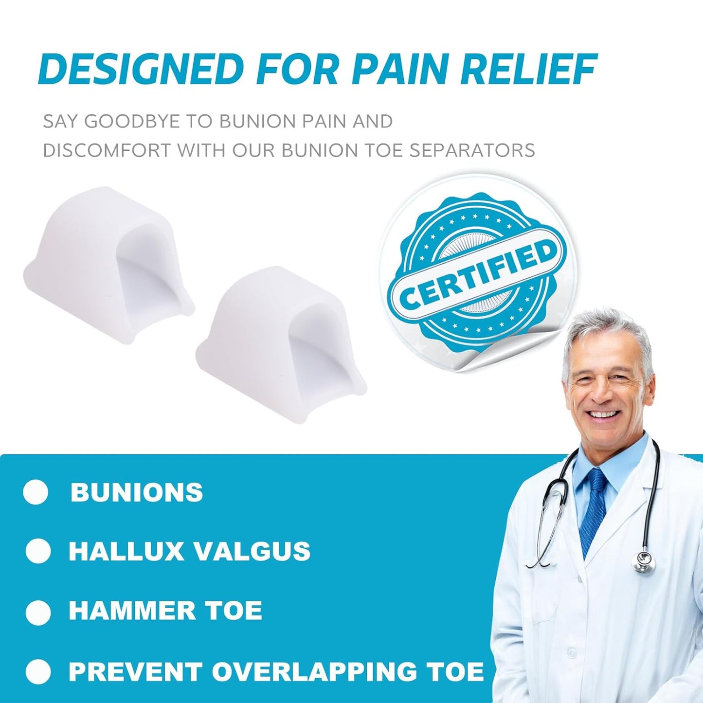 Hammer Toe Straightener Corrector - Toe Spacers Toe Separators for Bunion, Curled Toes, Hammertoes, Toe Corrector Toe Splint for Men and Women,6 Pack (Small Size)