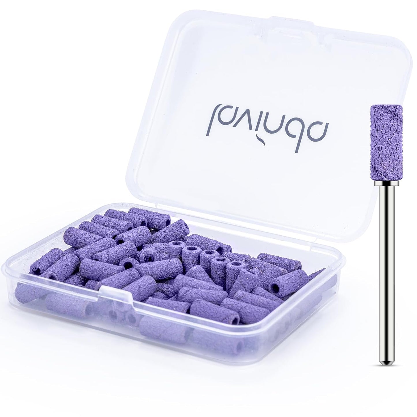 Lavinda Sanding Bands for Nail Drill with 3.1mm Mandrel Bit, 80 Piece Set Mini Small Sanding Bands Nail Drill Bits for Acrylic Nails Gel Manicures and Pedicures (120 Grit, Purple)