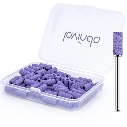 Lavinda Sanding Bands for Nail Drill with 3.1mm Mandrel Bit, 80 Piece Set Mini Small Sanding Bands Nail Drill Bits for Acrylic Nails Gel Manicures and Pedicures (120 Grit, Purple)