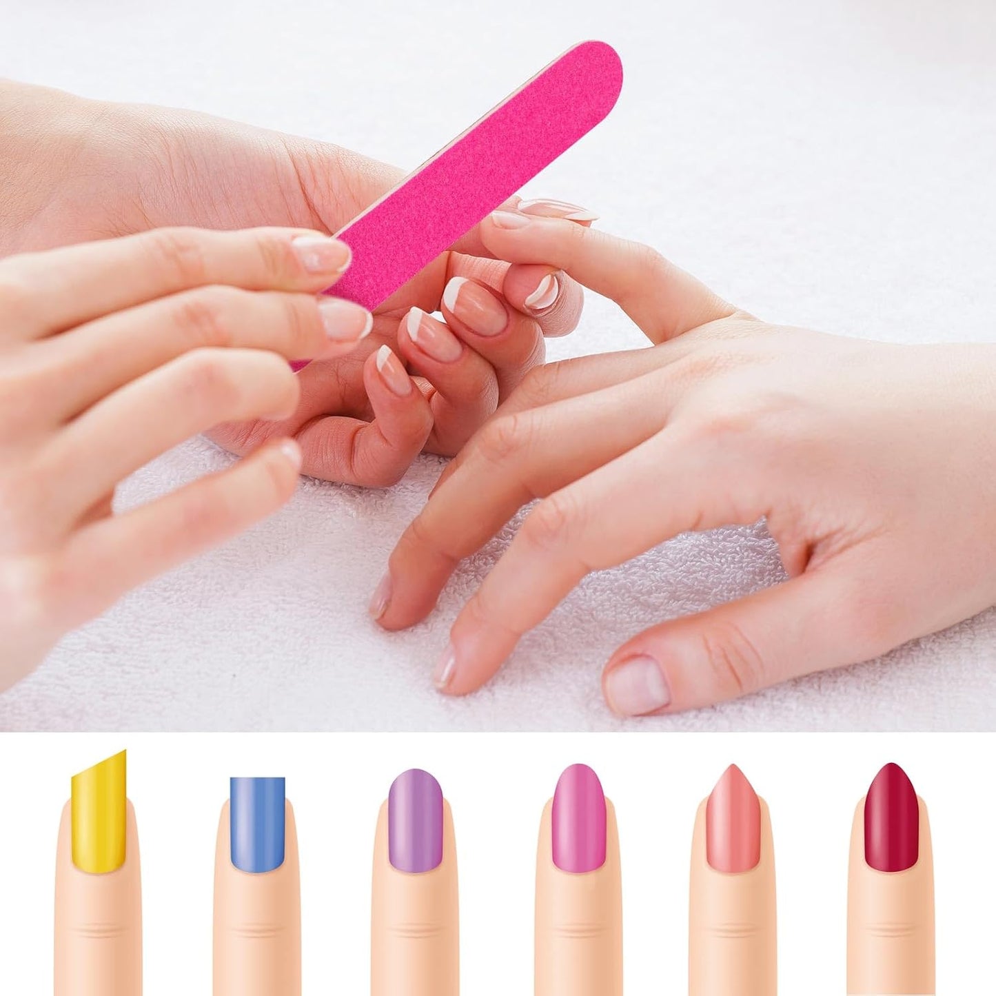 Tbestmax 100 Mini Nail File 3.4 inch Double Sided Emery Boards for Fingernail Tools 150 Grit - Pink