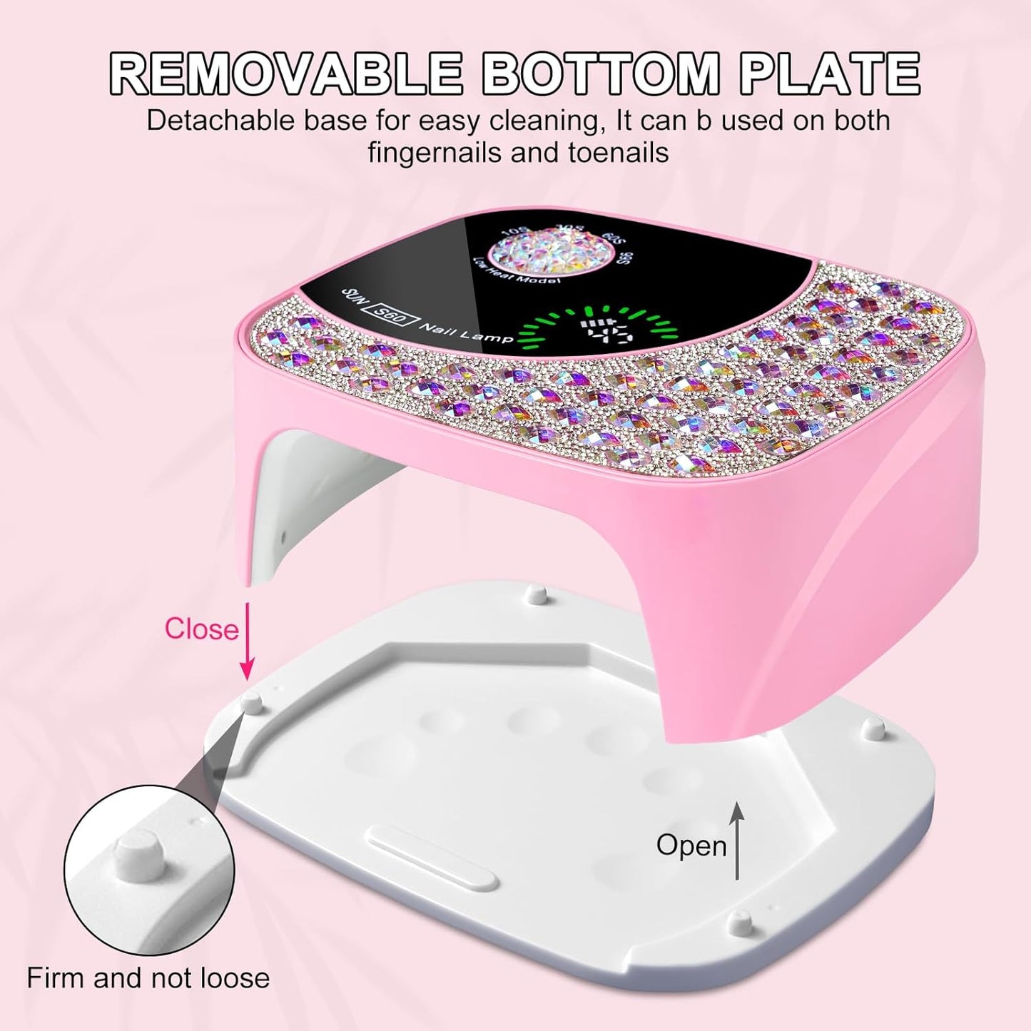 LIMEGIRL UV LED Nail Lamp Kit for Gel Polish Professional Fast Curing Pink Dryer Light Set with 4 Timer Settings Cordless Rechargeable Nail Art Cure Machine with UV Gloves and Automatic Sensor