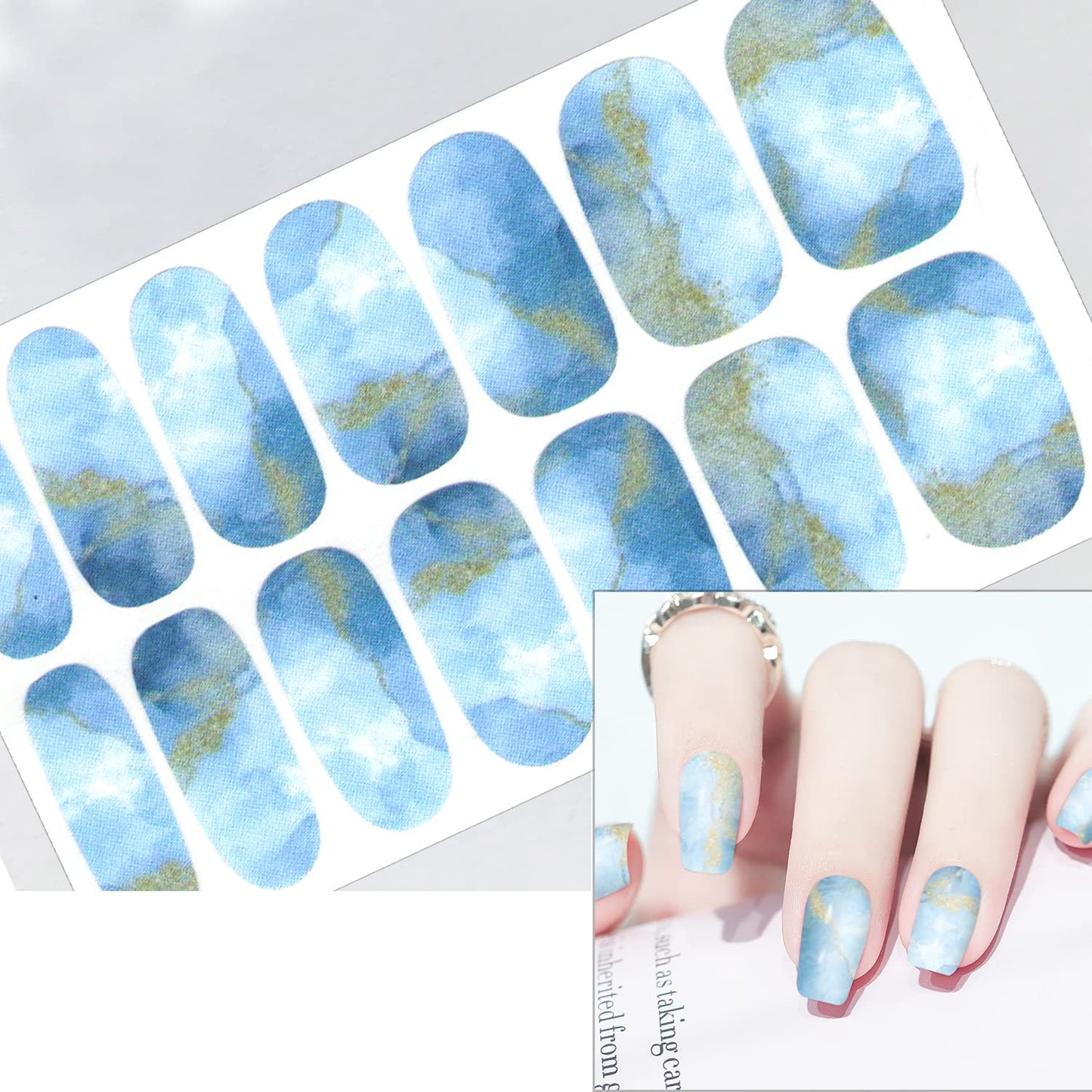 WOKOTO 20 Sheets Marble Design Nail Polish Strips Full Nail Wraps for Nail Art Decals Easy Apply Gradient Nail Stickers Self Ashesive Nail Polish Wraps Nail Color Strips for Nails Women Girls Kids