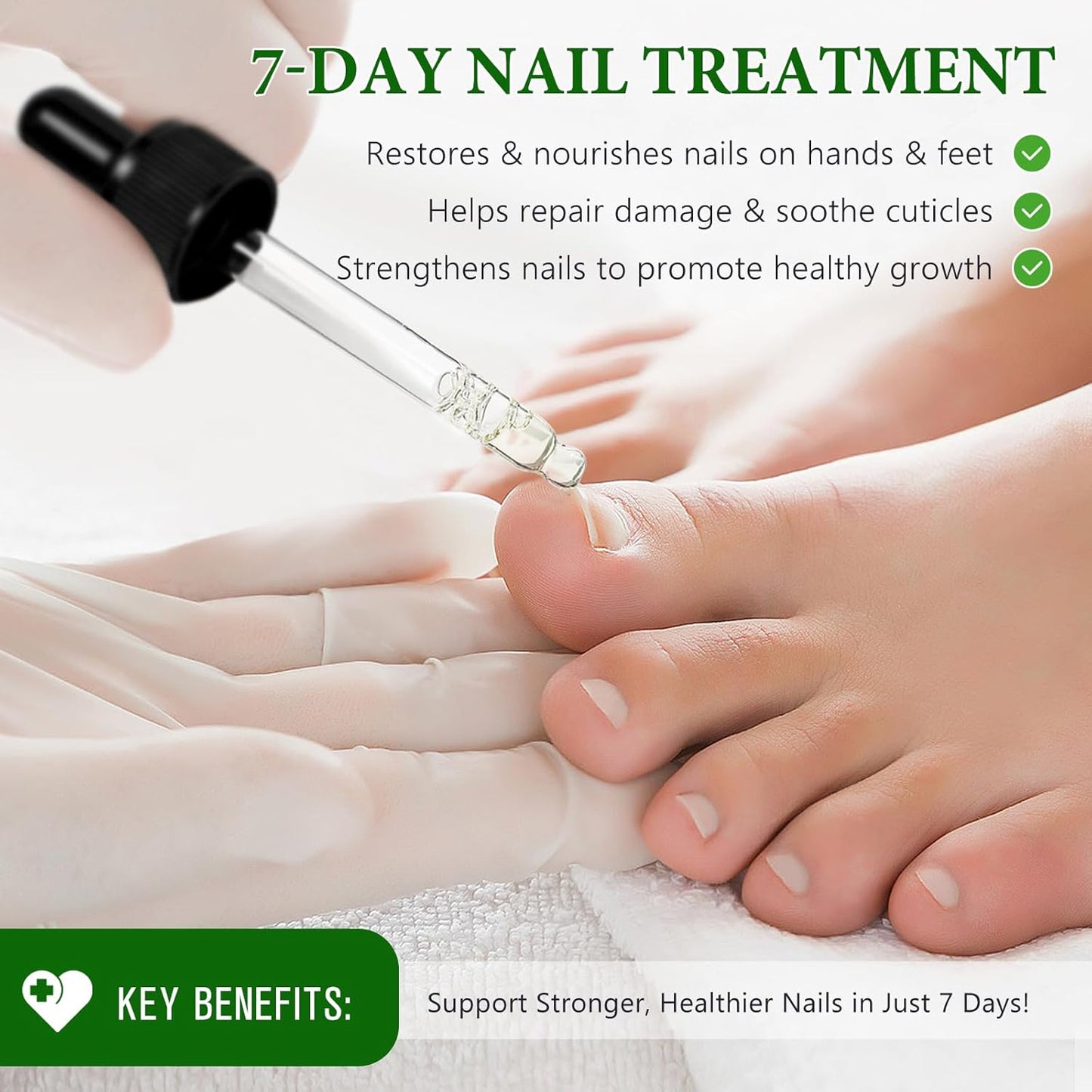 7 Days Nail Fungus Treatment Extra Strength, Toe Nail Growth Oil, Ginger Nail Growth Serum, Foot Toenail Serum for Brittle Thin Damaged Nails Strengther and Growth, Repairs Cuticles - 2 Pcs 1 Pack