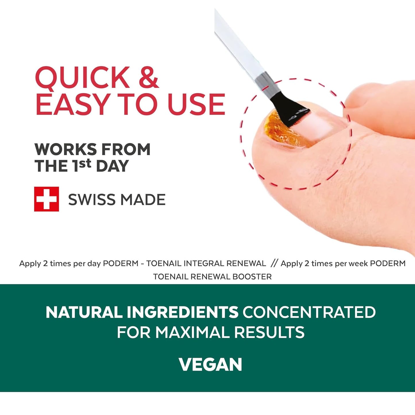 PODERM - Restores Appearance of Discolored or Damaged nails, 100% Natural Ingredients and Vegan - Swiss Made