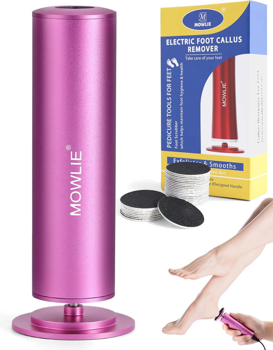 Electric Foot Callus Remover for Feet - Heavy Duty Pedicure Tool w/ 60 Grinding Discs Dead Skin Remover (Pink)