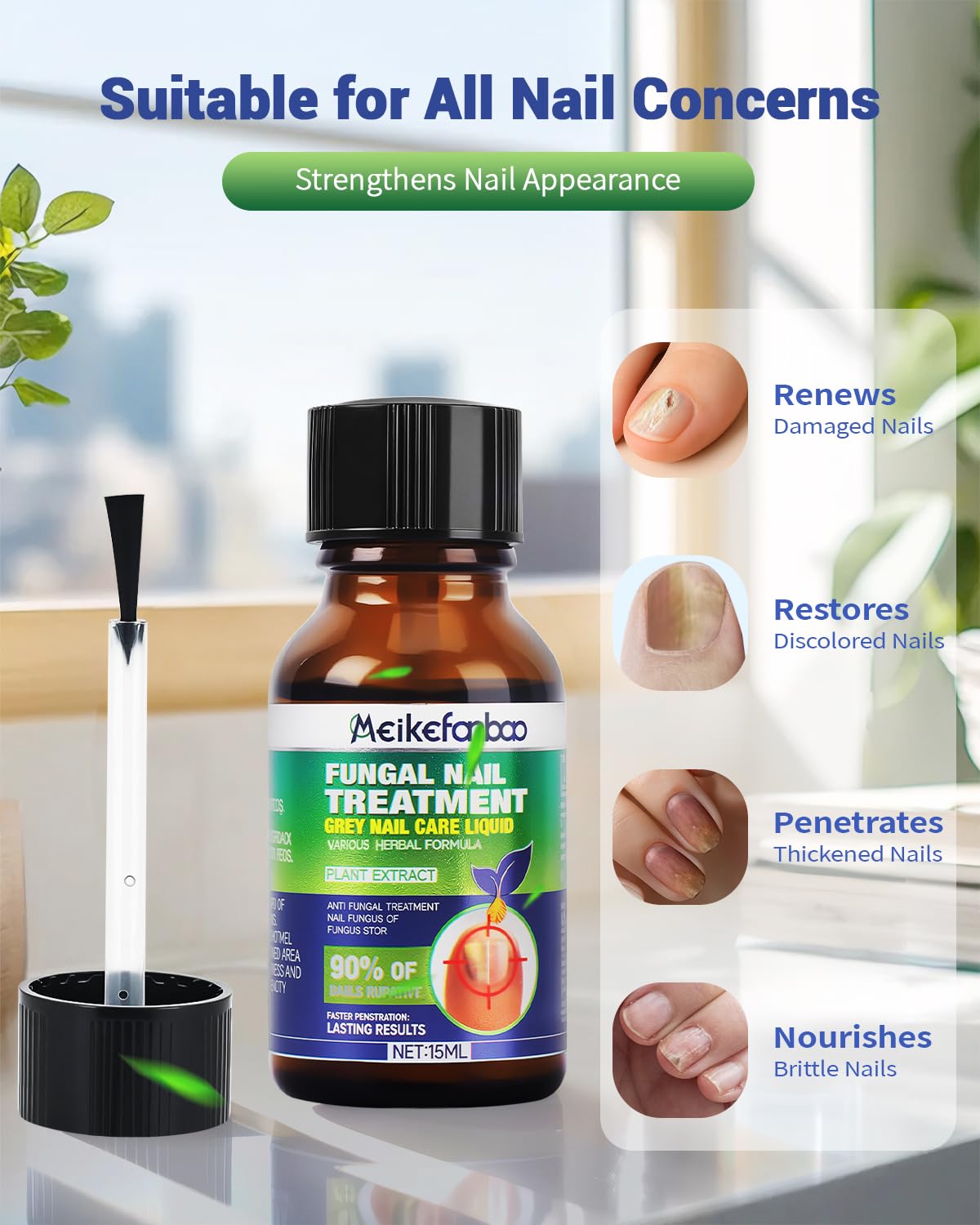Nail Care Solution with Tea Tree Oil for Nails – Fast-Absorbing, Hydrating Nail Serum for Fingernails & Toenails – Botanical Herbal Formula Supports Healthy-Looking Nails – 0.50 Fl Oz (2 Pack)