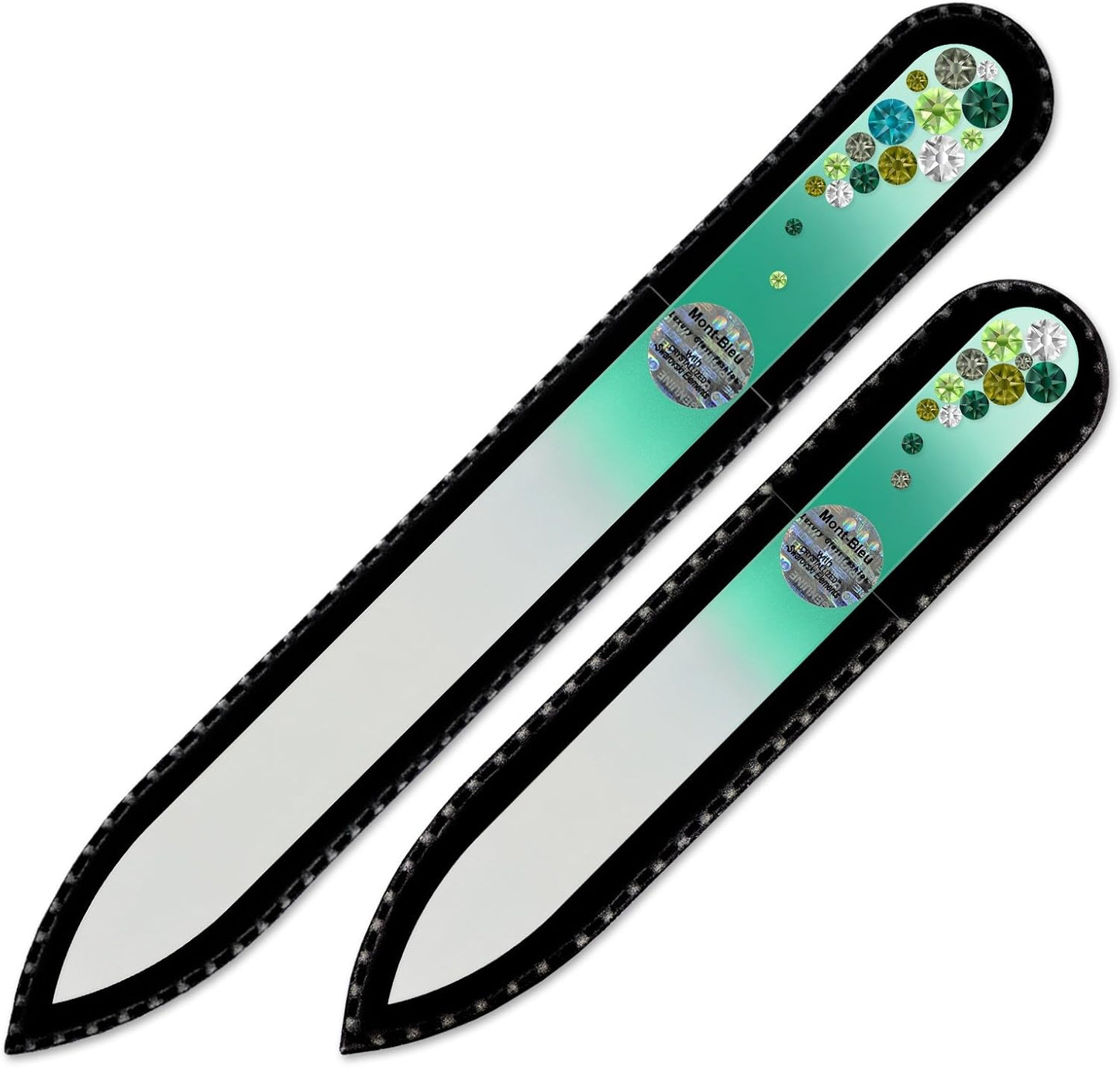 Gift Set for Women - Mont Bleu Set of 2 Glass Nail Files Hand Decorated with Crystals - Friend Gifts for Women - Nail Files for Natural Nails - Gifts - Your Nail Health in Your Hands