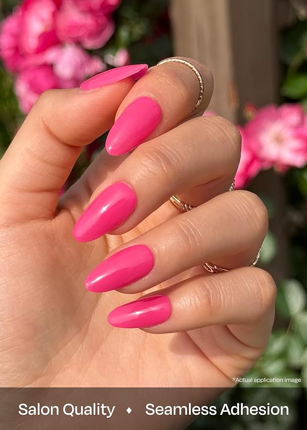 ohora Semi Cured Gel Nail Strips (N It's That Pink) - Works with Any Lamps, Salon-Quality, Long Lasting, Easy to Apply & Remove - Includes 2 Prep Pads, Nail File & Wooden Stick