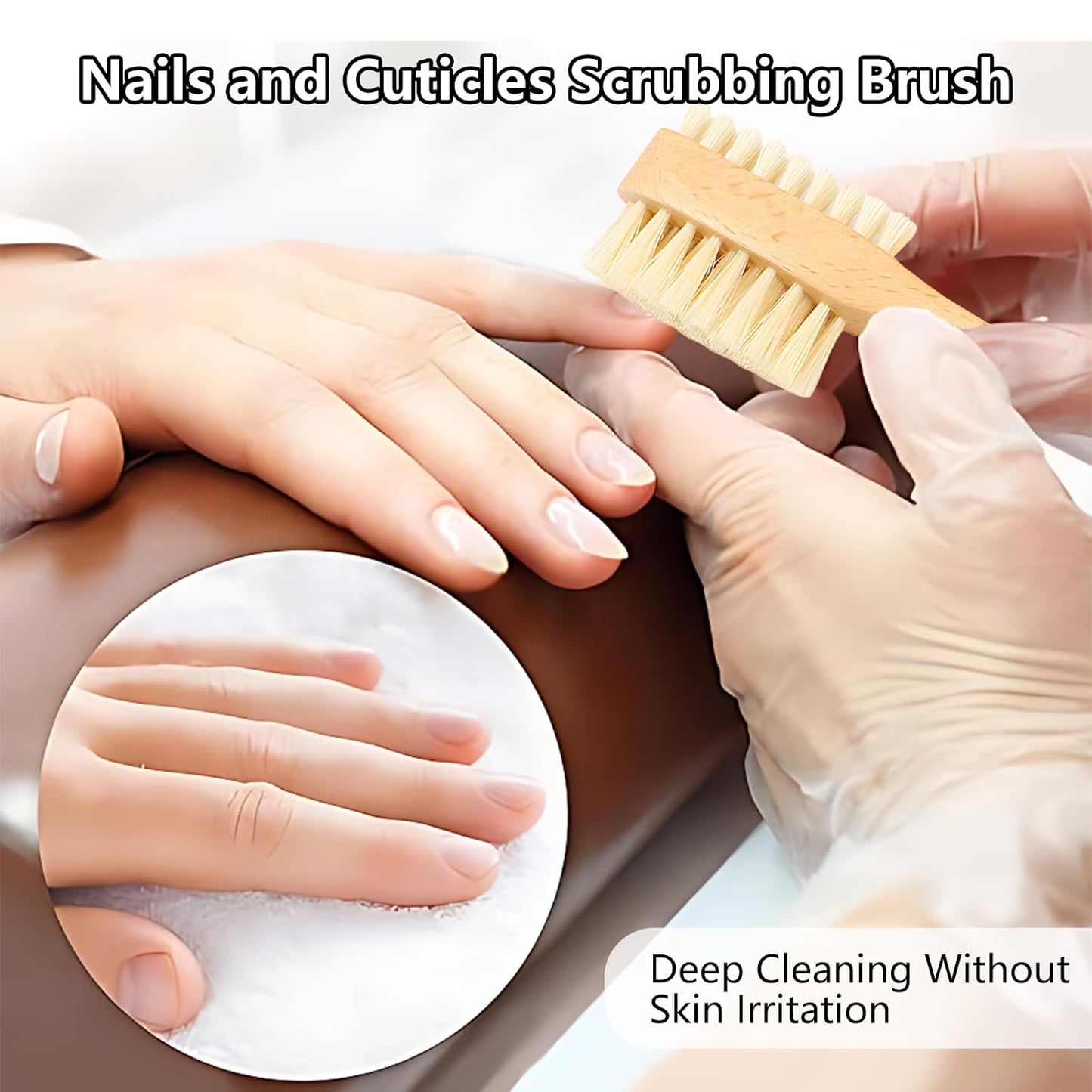 Wooden Nail Brush for Toenail Fingernail Cleaning Natural Wood Handle Brushes for Under Nails Toe Hygiene Hand Care Dual Sided Wooden Brush with Handle for Regular Nail Cleaning Routine