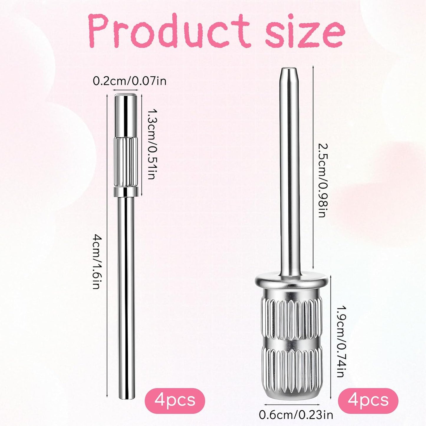 8 PCS Mandrel Nail Drill Bits, Mini Mandrel Nail Bit, Sanding Bands for Drill Shaft 0.12 Inch & 0.23 Inch Small Sanding Bands Bits for Electric File Machine Manicure Accessory