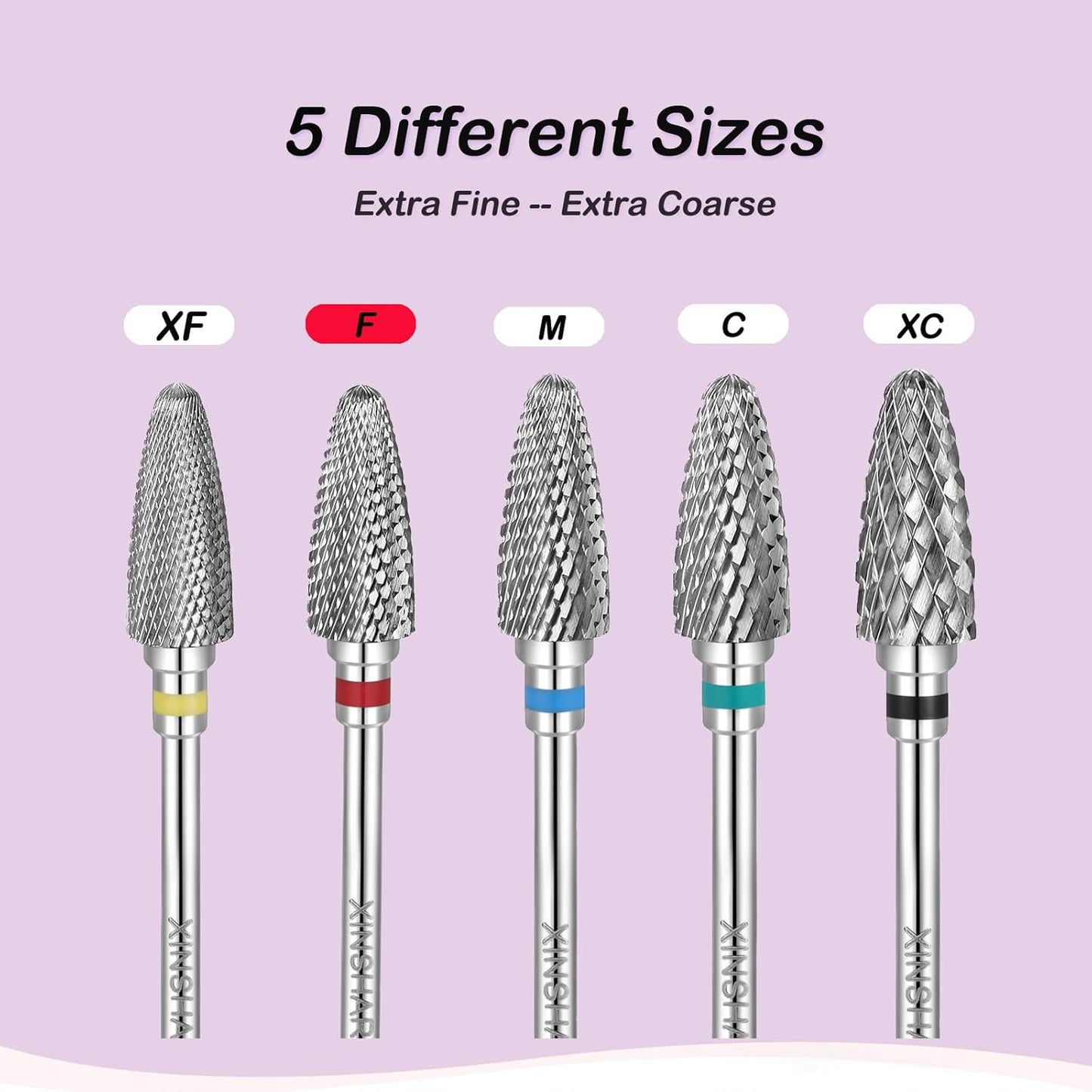 Nail Drill Bits 3/32" Carbide Professional Safety Tungsten Nail File Cone Drill Bit for Acrylic Nail Gel Cuticle cleaner Manicure Pedicure Nail Polishing, Beginner Salon,Fine