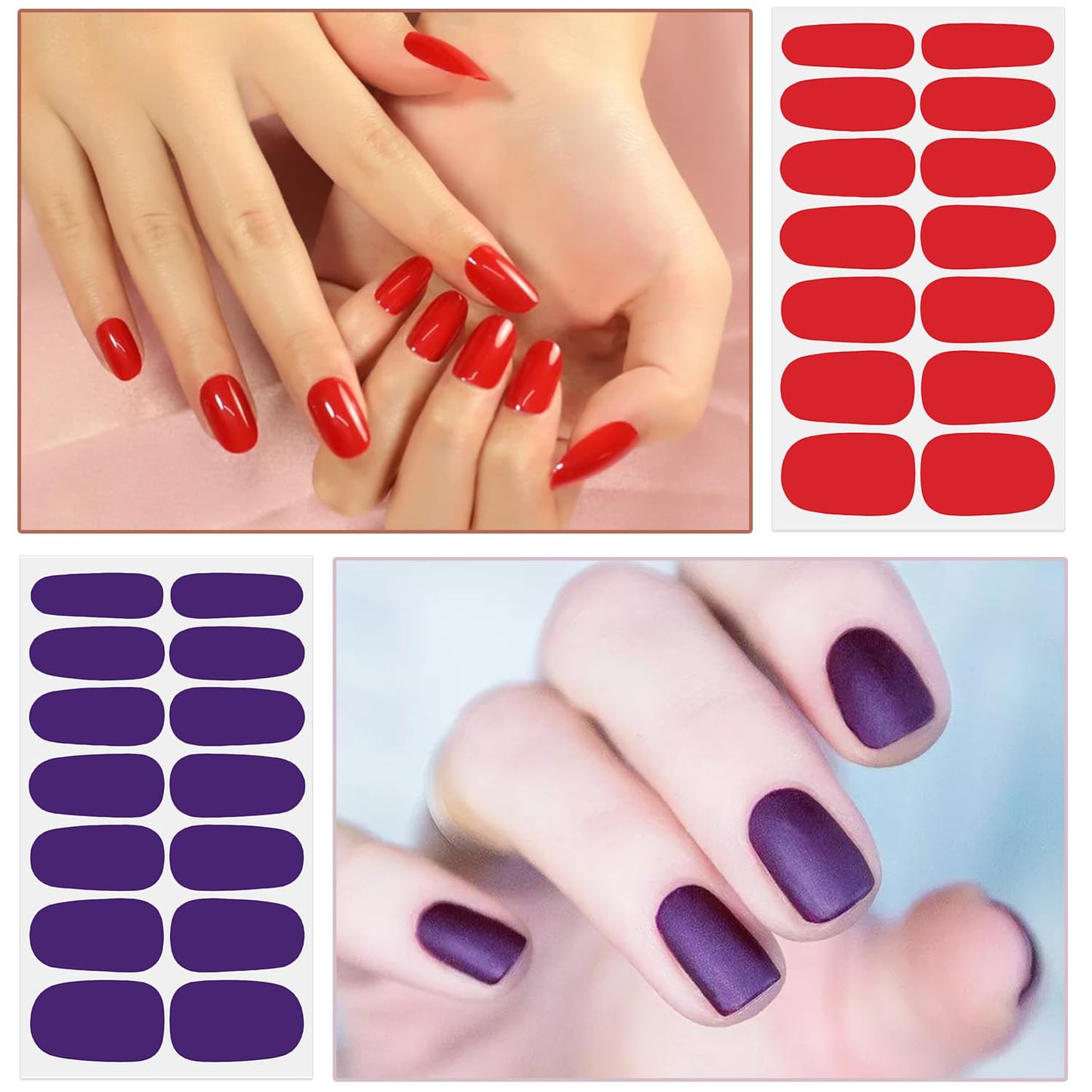 WOKOTO 20 Sheets Solid Nail Polish Strips for Women Girls Mix-Color Nail Polish Stickers with Nail File Kit Multi-Color Stick On Nails Stickers Full Nail Wraps Strips Nail Gel Stickers for Nails