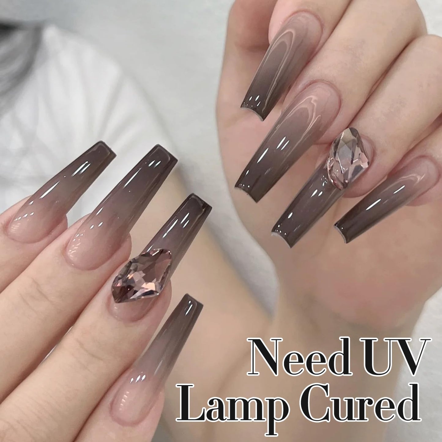 Double Rhythm 0.5Oz Translucent Gel Polish Sheer Neutral Natural Light Milky Same Color Same Bottle 15ML Jelly Gel Polish Nail Art DIY at Home (Black-A1366)