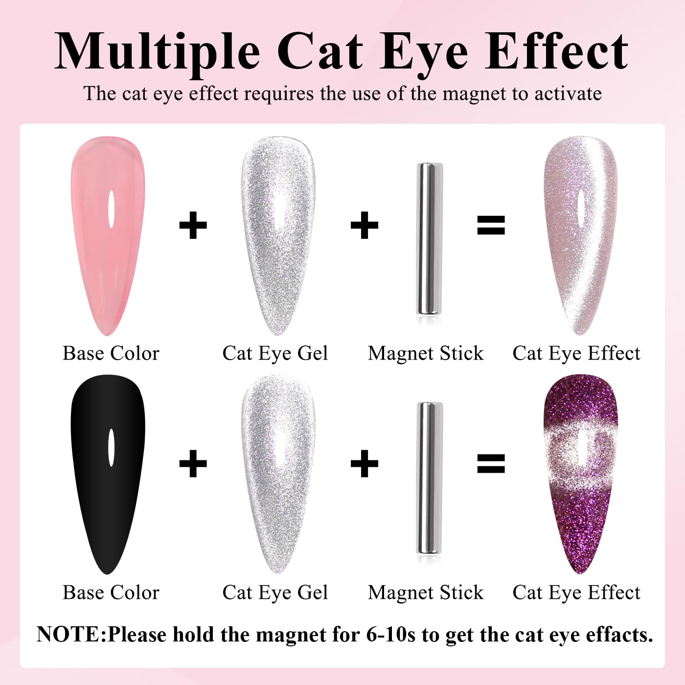 Imtiti Cat Eye Gel Nail Polish, 15ML Silver Holographic Glitter Cat Eye Gel Polish with Magnet UV LED Magnetic Crystal Galaxy Sparkly Home DIY Manicure