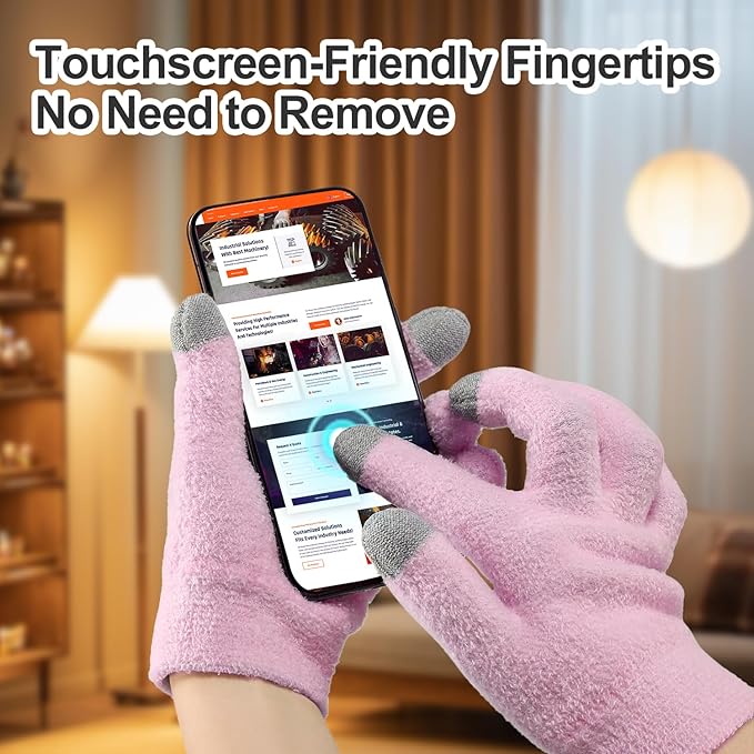 MoyRetty Touchscreen Silicone Moisturizing Gloves for Dry Hands Overnight, Reusable Hand Spa Gloves with Vitamin E & Jojoba Oil-Pink