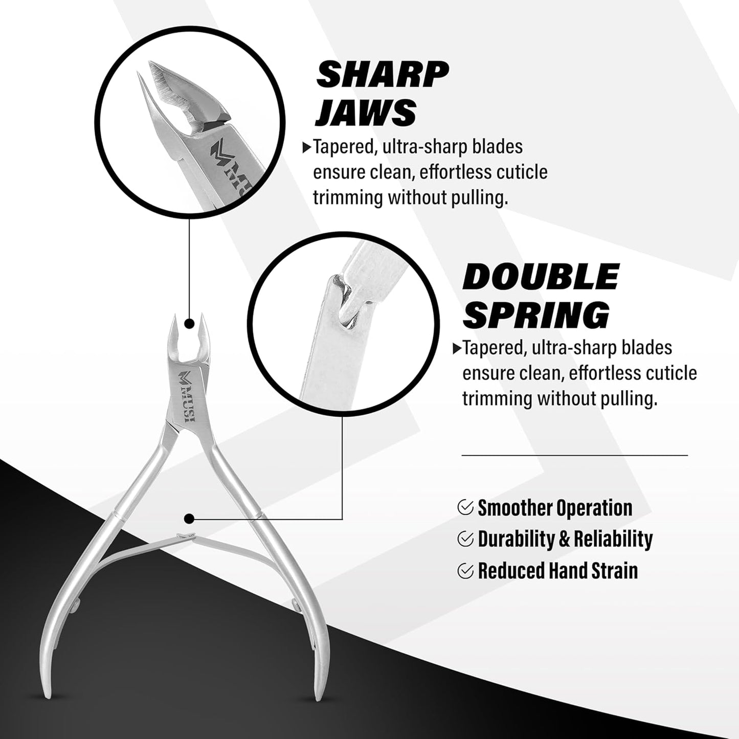 MUSI 4-Piece Cuticle Care Kit – Precision Cuticle Nipper, Pusher, Scraper & Cuticle Scissors – Stainless Steel Manicure Tools Set for Nail & Skin Grooming – Salon & Home Use
