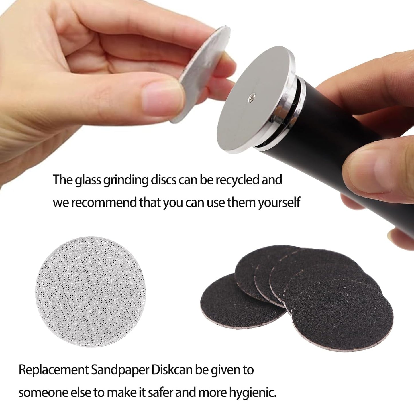 Electric Callus Remover, ELEVEN EVER Foot File Pedicure Tool(Speed Adjustable) with Recyclable Glass Grinder and 20pcs Replacement Sandpaper Disk for Men Women Dead Dry Crack Skin Calluses Black