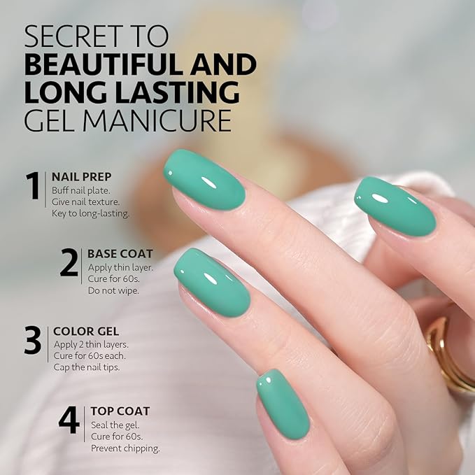 GAOY Jelly Gel Nail Polish, 16ml Sheer Green Translucent Soak Off Gel Polish, UV Light Cure for Nail Art DIY, 2456 Mint Green