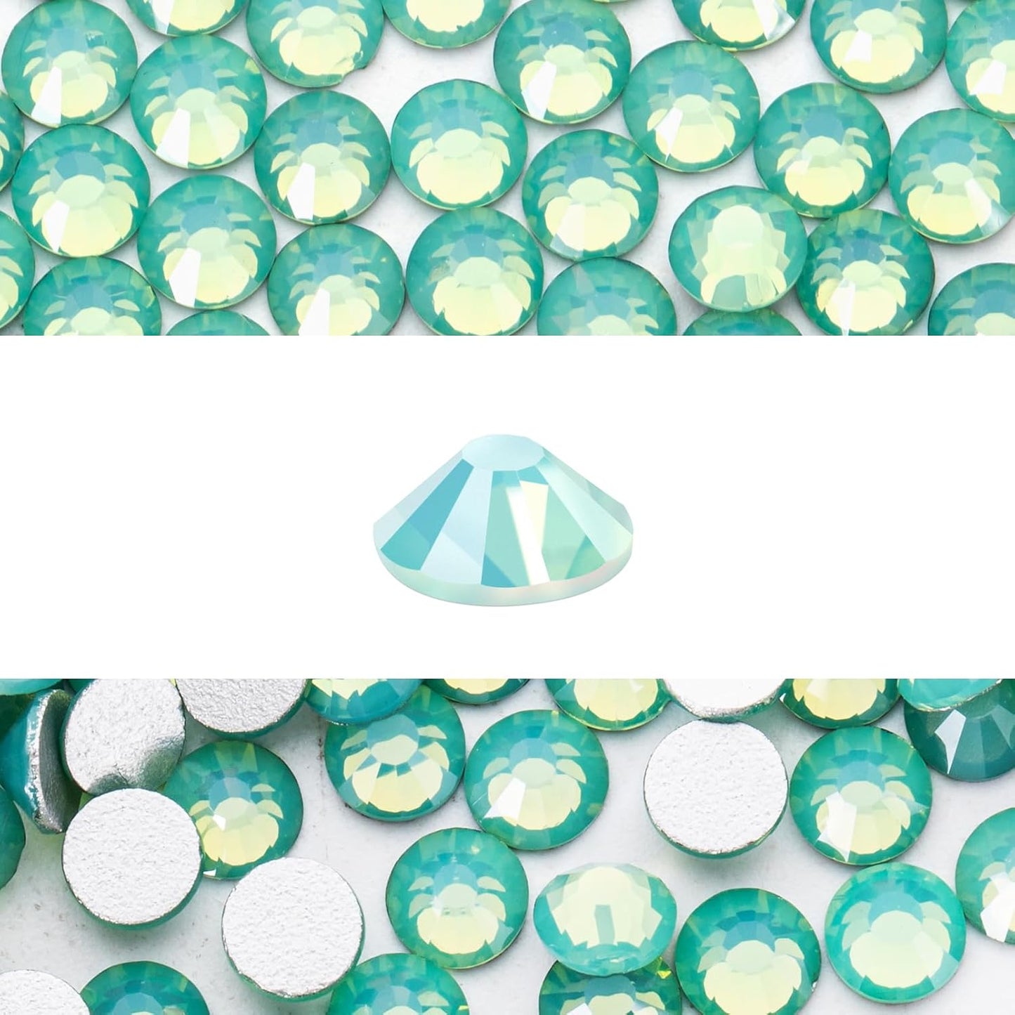 Novani 3000 Pieces Flatback Rhinestones Glass Round Gems Green Opal Crystals for Nail Art DIY Crafts Clothes Shoes,SS16,3.8-4.0mm