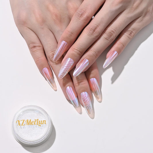 Chameleon Chrome Nail Powder, Big-Capacity 0.8g Aurora Green Turns Silver Mermaid Aurora Powder Pigment Pearlescent Nail Art Glitter Decoration, Can mixed With Builder Gel Nail Polish For Use