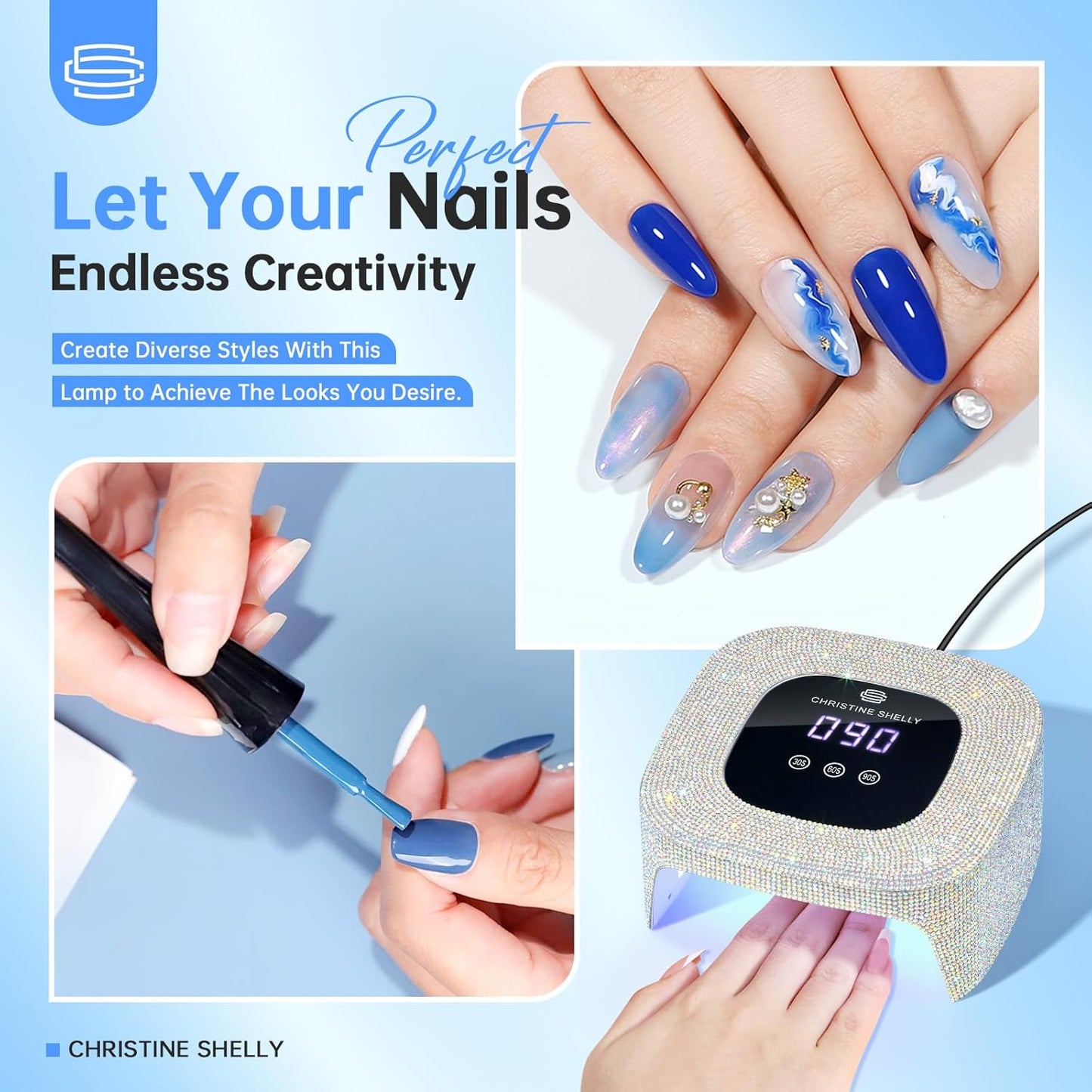 48W UV Light for Nails,Mini UV LED Nail Lamp with 3 Timer Settings, Auto Sensor, Fast Curing for Gel Nails,Nail Dryer Sparkly Gel Nail LCD Display Home Use DIY