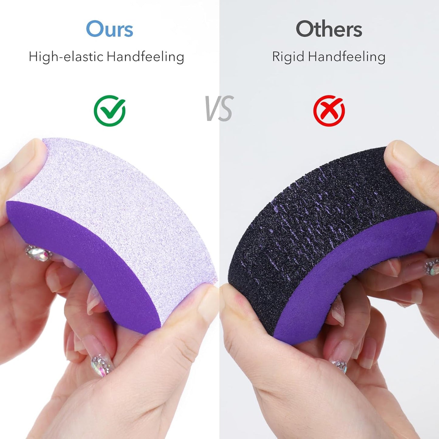 Nail Buffer Block, Coarse Grit 80/80/100, 3.5" Long, 3 Way Buff for Acrylic Nail Gel Polish Nail, Pedicure, Manicure 10 Count, Purple