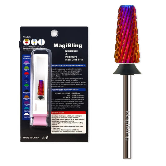 Professional Nail Drill Bits for New Artists, Cross Cut 3/32'' Safety Tungsten Carbide Tapered Bit, Remove Gel Fast, Left & Right Hand Use, Manicure Cuticle Soft Hard Gel Polishing, Extra Coarse.