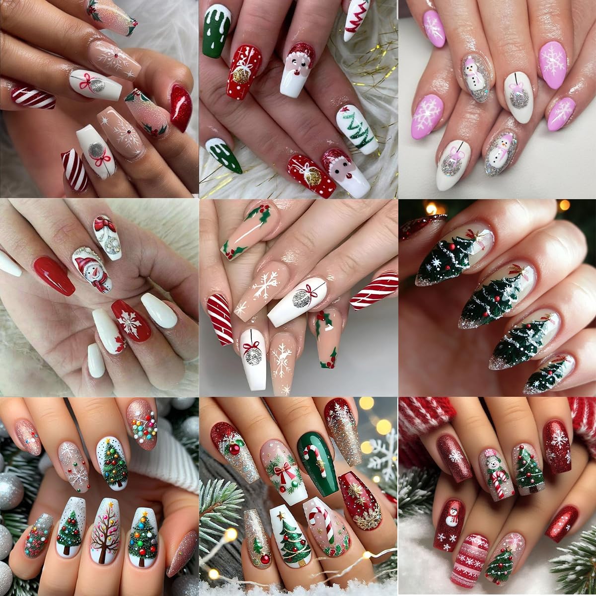 5 Sheets Christmas Nail Stickers 3D Self-Adhesive Dwarf Santa Claus Snowflake Xmas Trees Nail Decals Cute Elk Penguin Nails Design Stickers Winter Nails Supplies for Women Holiday DIY Manicure Decor