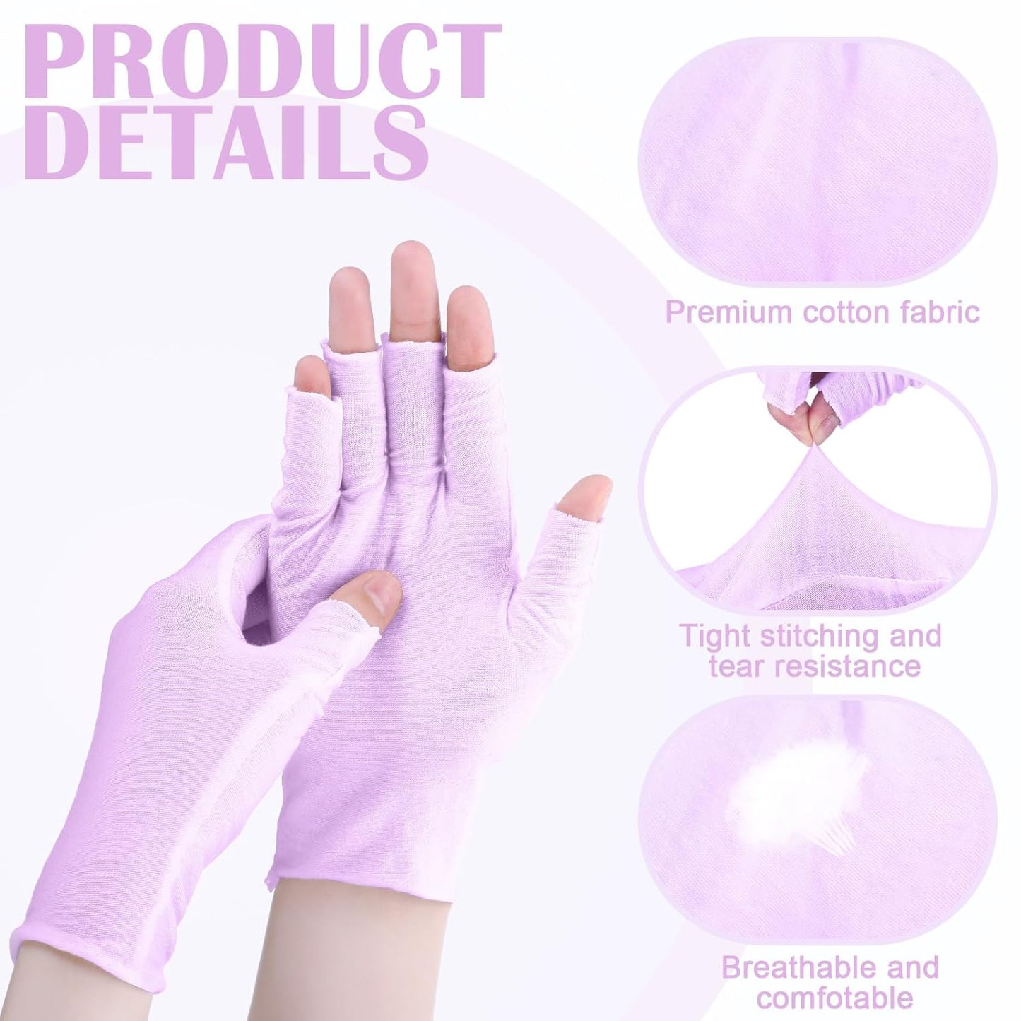 Geyoga 6 Pairs Fingerless Moisturizing Gloves Eczema Cotton Gloves for Adults Half Finger Touchscreen Lotion Overnight Dry Hands for Women Sleeping(Pink)
