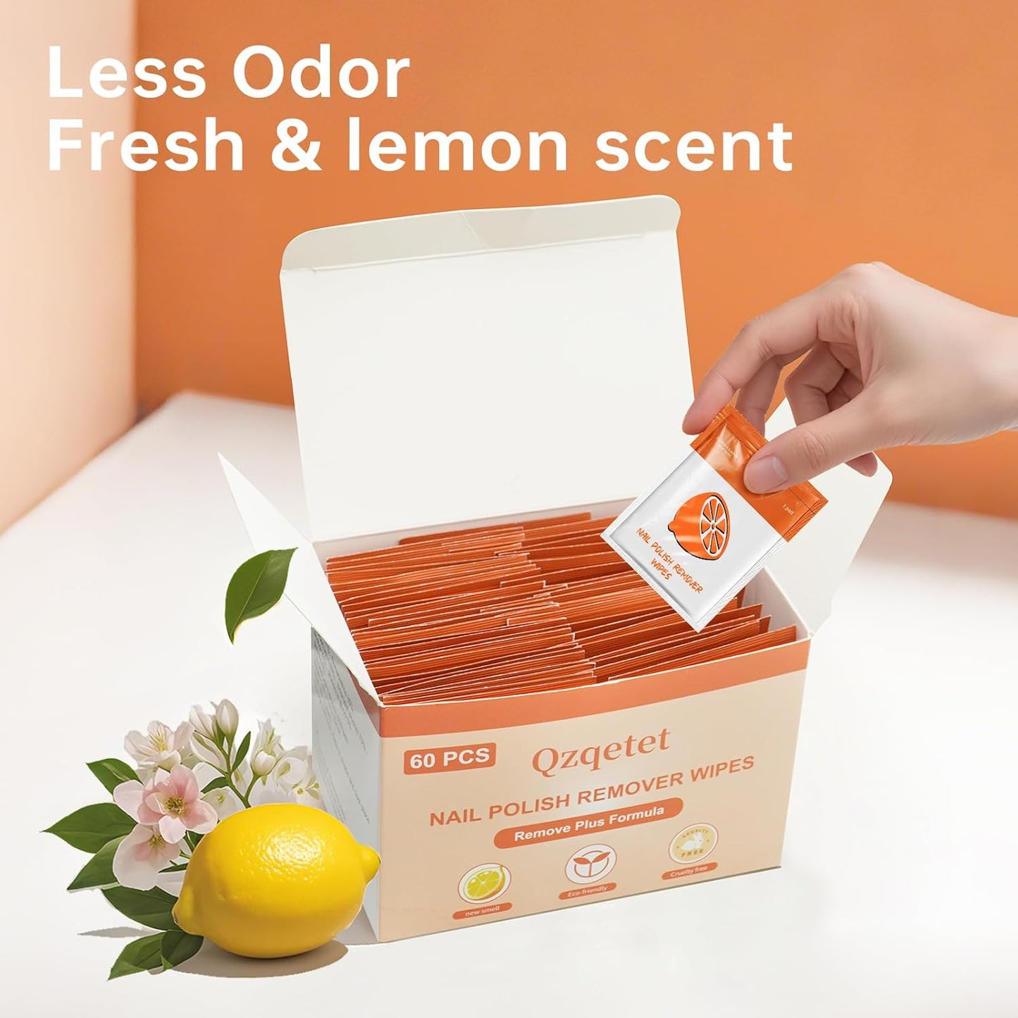 Nail Polish Remover Pads - Non Acetone, Big Size 60Pcs Quick Nail Polish Remover Wipes, Polish Remover Pads Professional Individually Wrapped Wet Wipes for Home Professional Salon Supplies