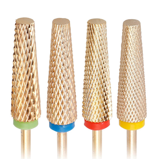 Yakamoz 4Pcs Super Long Nail Drill Bits Set, 3/32" Professional Carbide Tungsten Nail File Bits C M F XF Safety Efile Nail Bits for Nails Gel Polish Manicure Pedicure