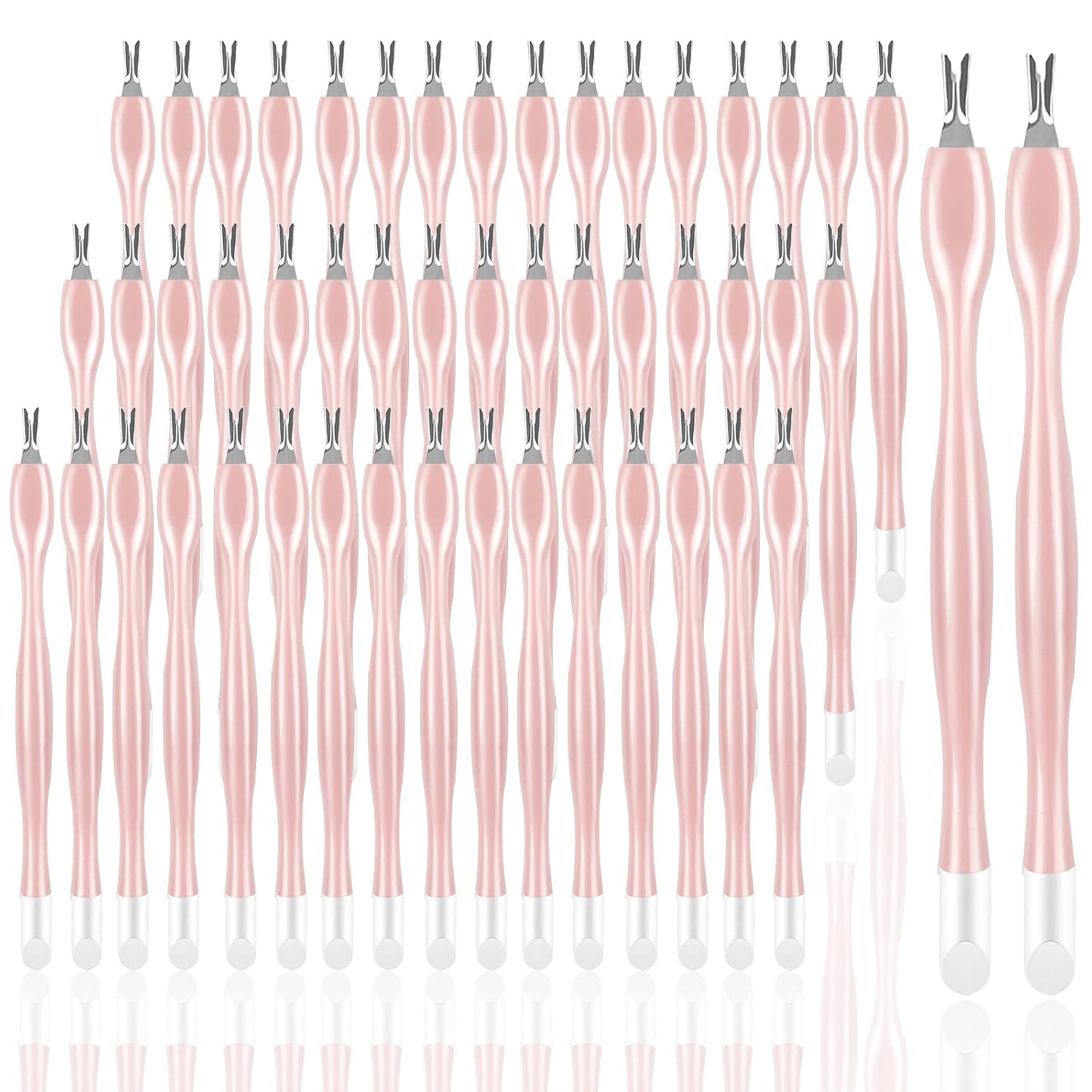 50Pcs Nail Cuticle Trimmer Rubber Nail Cleaner, Plastic Handle Cuticle Knife, Double End Nail Dead Skin Fork Cuticle Pusher Bulk Nail Art Cuticle Remover Tools for Girls Women and Men-Rose…