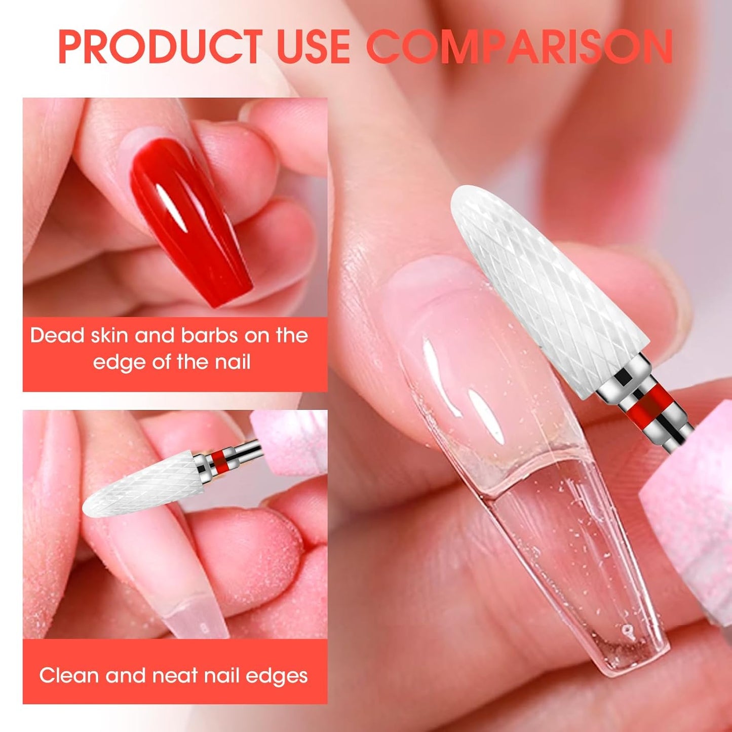 8 Pack 3/32" 5 in 1 Professional Ceramics Nail Drill Bits Sets, Safety Drill Bits Tech, Cuticle Bit Fast Remove for Manicurist Nail Salon Manicure Pedicure Gel Polishing (8 Shapes)
