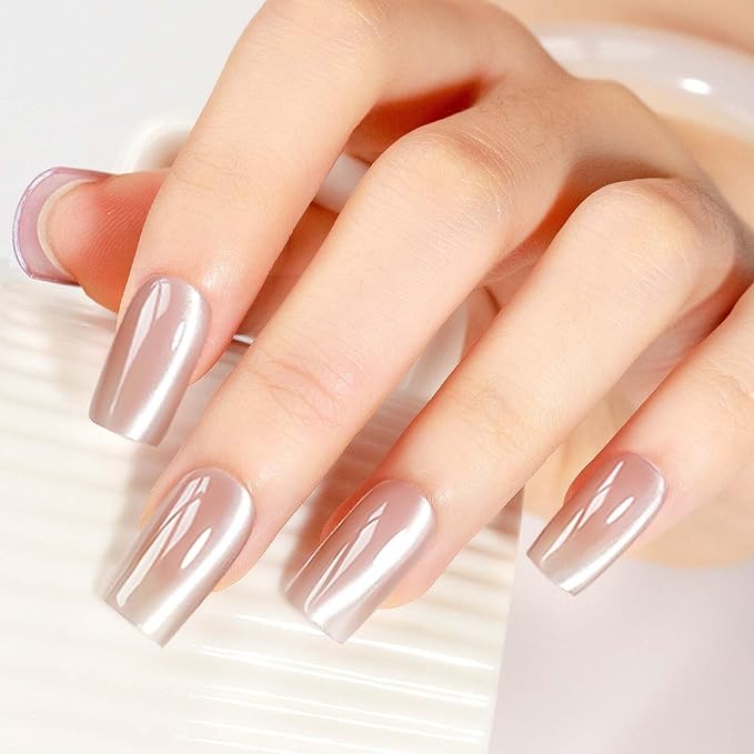 Nude Magnetic Cat Eye Gel Nail Polish Set with Magnetic Stick and Nail Lamp, 12ML