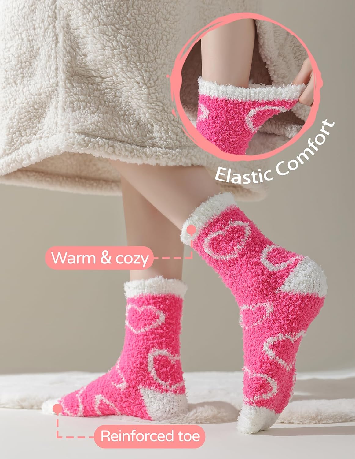 TEHOOK Warm & Cozy Gifts for Women, Stocking Stuufers, Fluffy Fuzzy Plush Sleeping Slipper Socks - Soft Warm Fabric