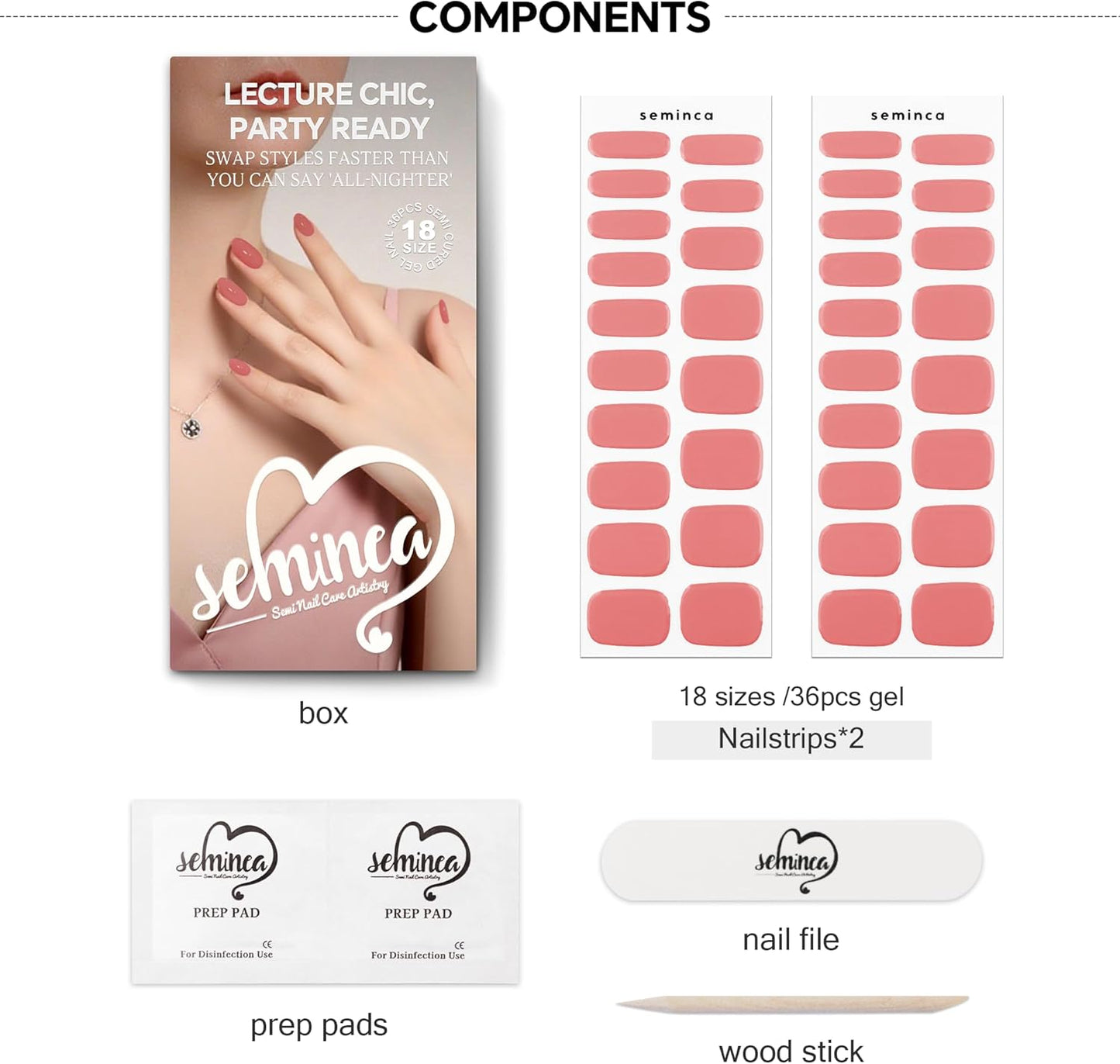 Semi Cured Gel Nail Strips-Salon Quality Semi Gel Press On Nails - School Policy Stickers,Glossy Fake Nails Kit, Easy DIY at Home, Works with Any UV/LED Lamps(Cream Glow)