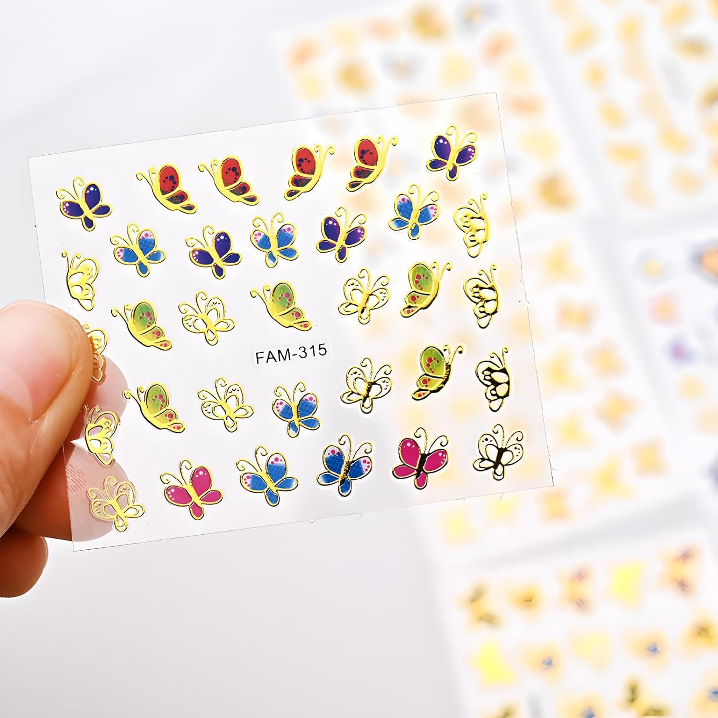 30 Sheets Butterfly Nail Art Stickers 3D Self-Adhesive Colorful Butterfly Nail Decals Cute Nail Accessories for Women Girls DIY Acrylic Nail Art Decorations
