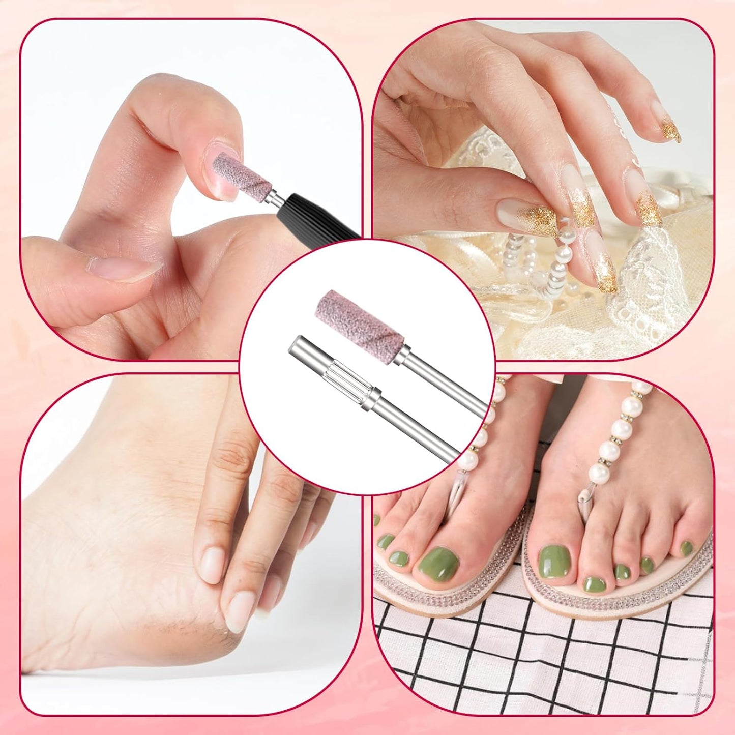 8 PCS Mandrel Bits for Small Sanding Bands, 3.1 Mm Mini Mandrel Nail Drill Bit, Small Sanding Bands Nail Drill Bits for Electric Drills File Machine Manicure Accessory