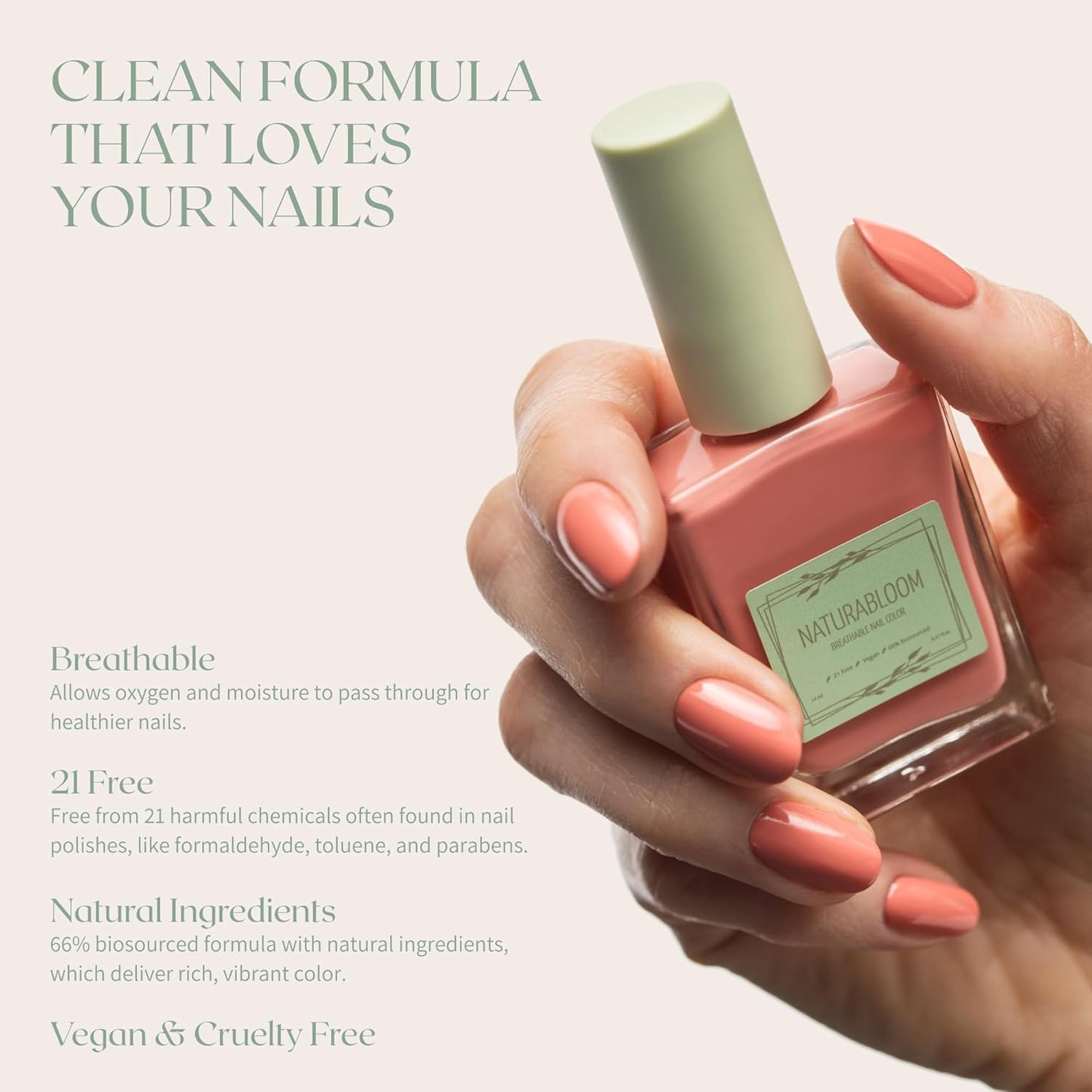 Breathable Premium Long Lasting Nail Polish (Burnt Coral) - Vegan & Toxin-Free