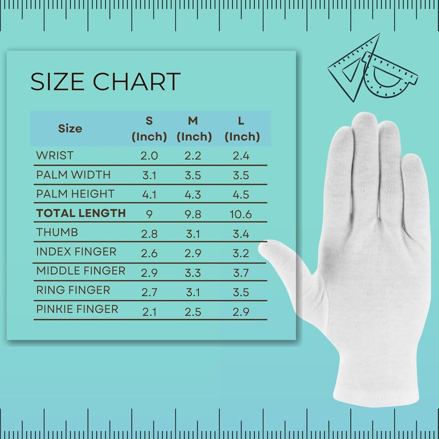 12 Pairs Cotton Gloves, White Gloves for Dry Hands, Cotton Gloves for Sleeping, Moisturizing Night Gloves, White Gloves 100% Cotton, Size S (12 Pairs)