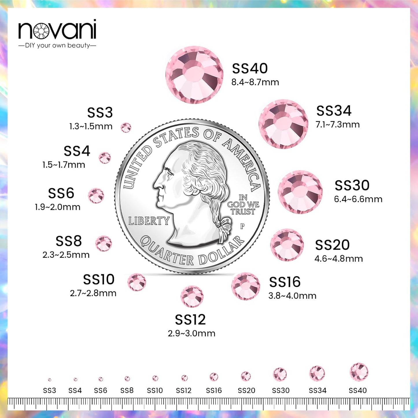 Novani Crystal Rhinestones, Flatback Loose Gemstones 1440pcs Glass Rhinestones for Clothes Shoes Crafts Makeup Nail Art and DIY Decorations(SS8, Pink)