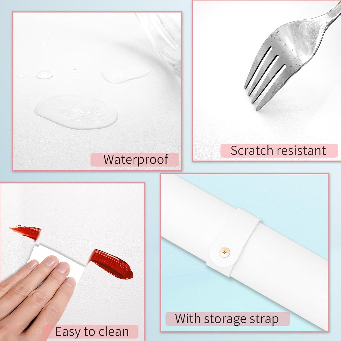 Double-sided Nail Table Mat for Nail tech - Soft Microfiber PU Leather Nail Desk Mat - Foldable Nail Art Table Mat Acetone Resistant for Nails Salon Home (White) (Mat Only)