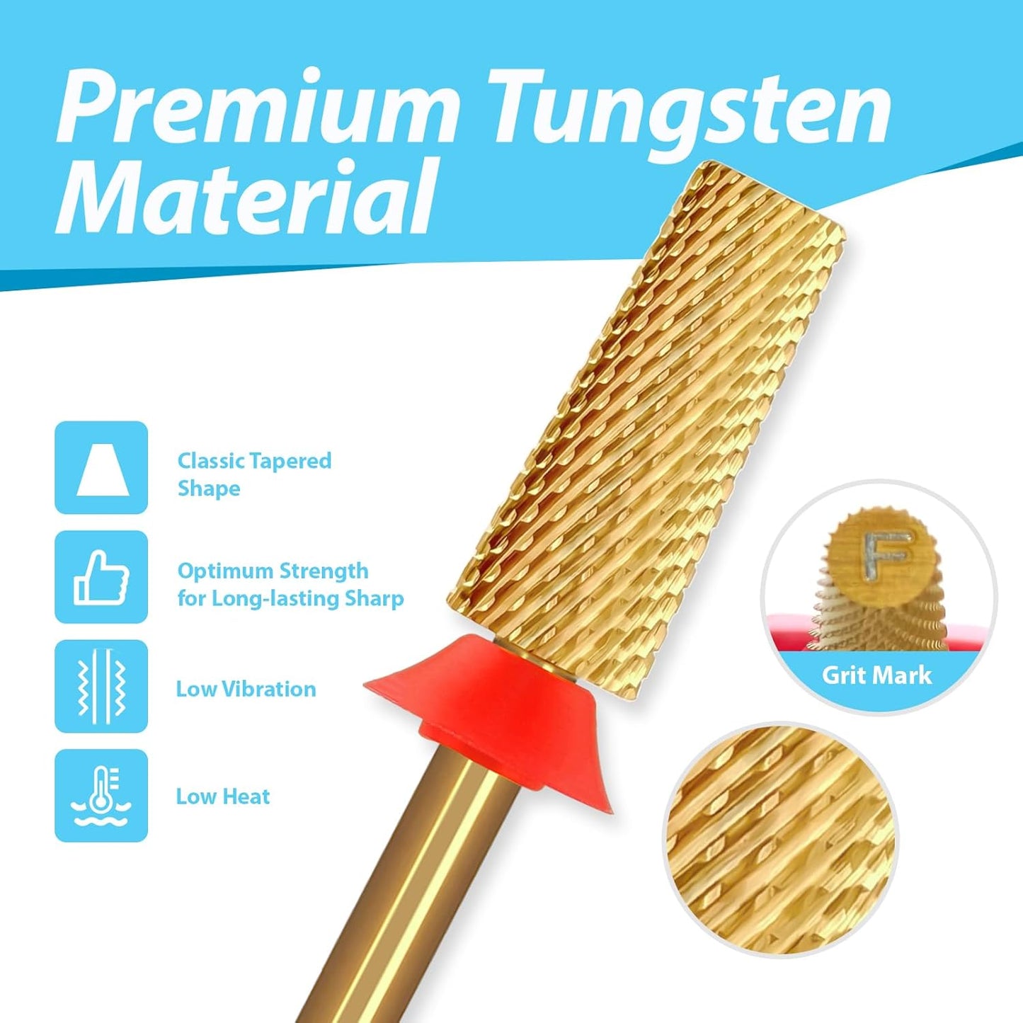 Tungsten Carbide Cross Cut Small Tapered Barrel Nail Drill Bits, Professional 3/32'' Safety Bits, Both Hands Use, Remove Gel Fast, Manicure Pedicure Cuticle Gel Polishing, Fine.