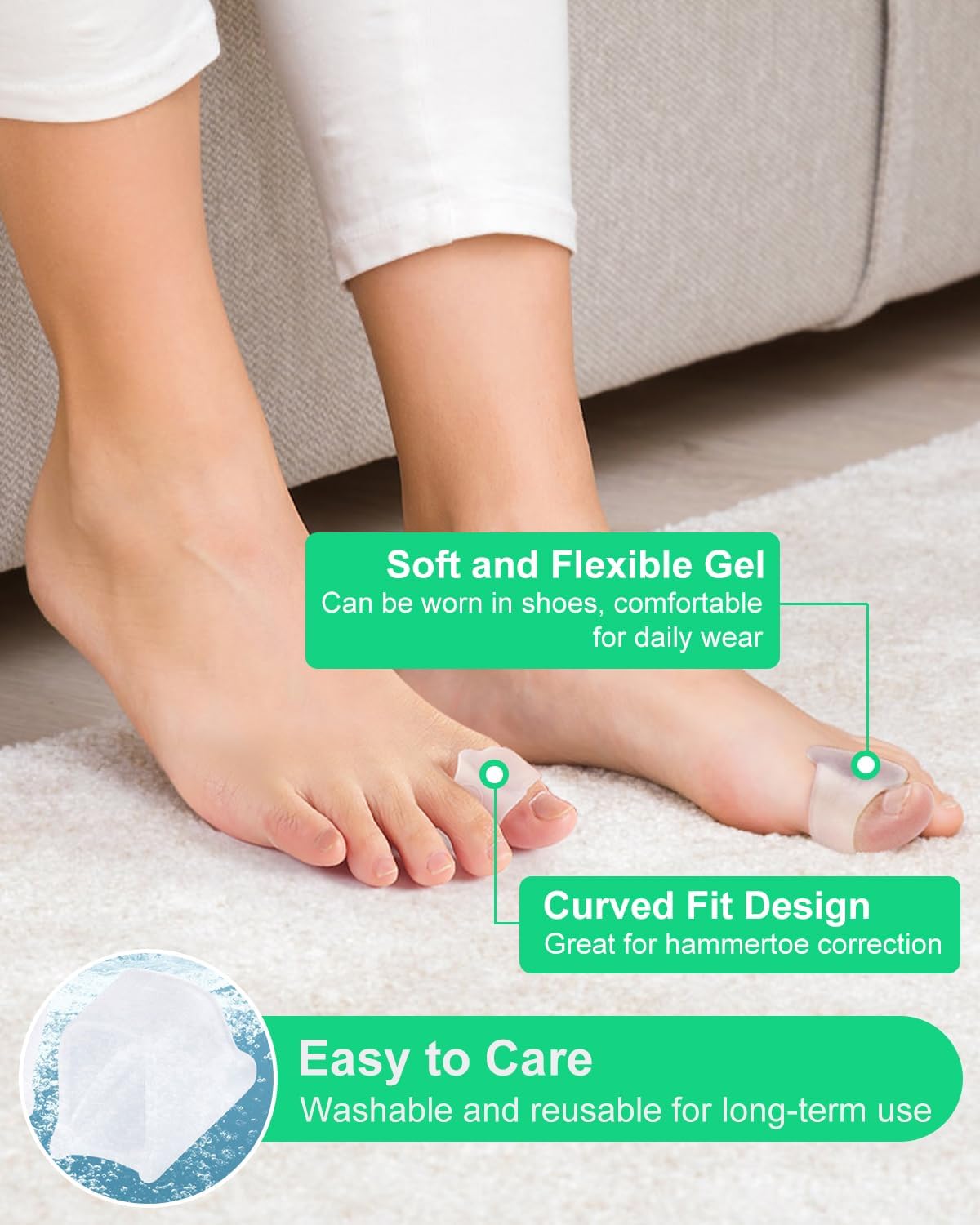 12Pcs Hammer Toe Corrector Straighteners for Women and Men Curled Toes, Crooked, Claw, Hammertoe, Gel Toe Splints Bunion Spacer Separators for Straightening (Multi-size)